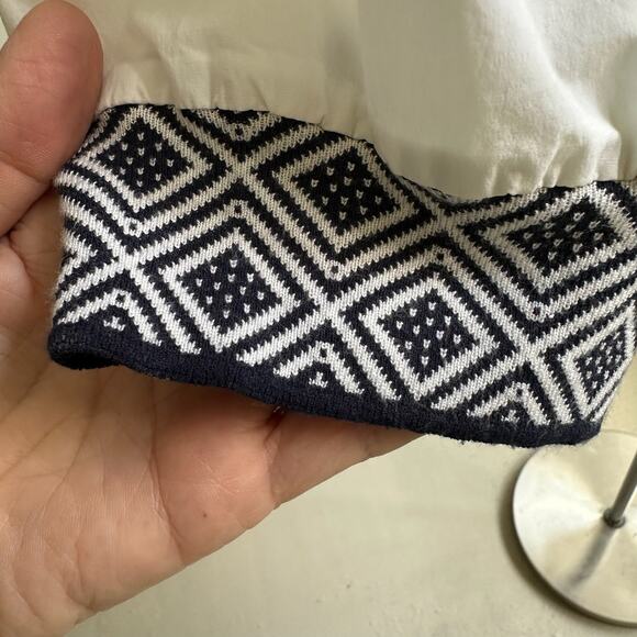 St. John White Navy Stretch Cinched Waist Button Up Size XL - Picture 3 of 8